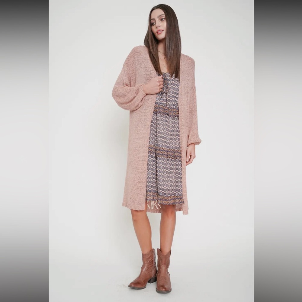 142. Cardigan Long Coral Ballon Sleeve Knit Oversized 
S/M & M/L Available NEW - Picture 2 of 6